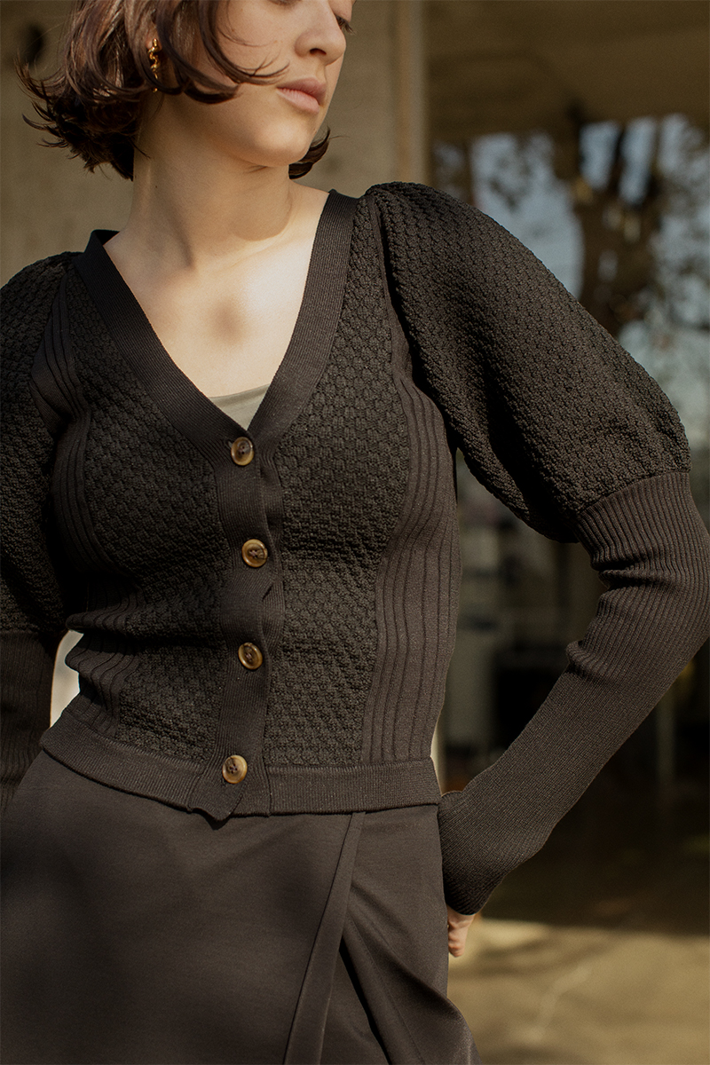Bobble Knit Cardigan 詳細画像 Black 1