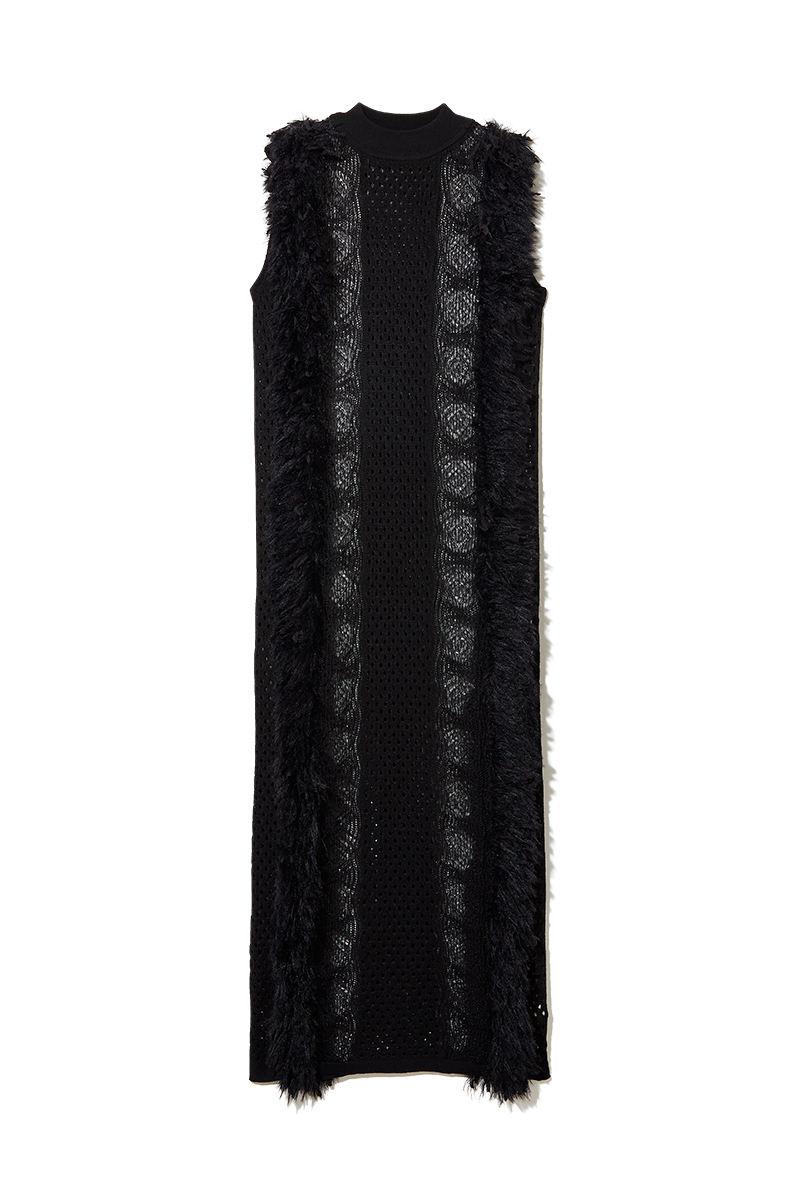 Mixed Fringe Maxi Dress  詳細画像 Black 1
