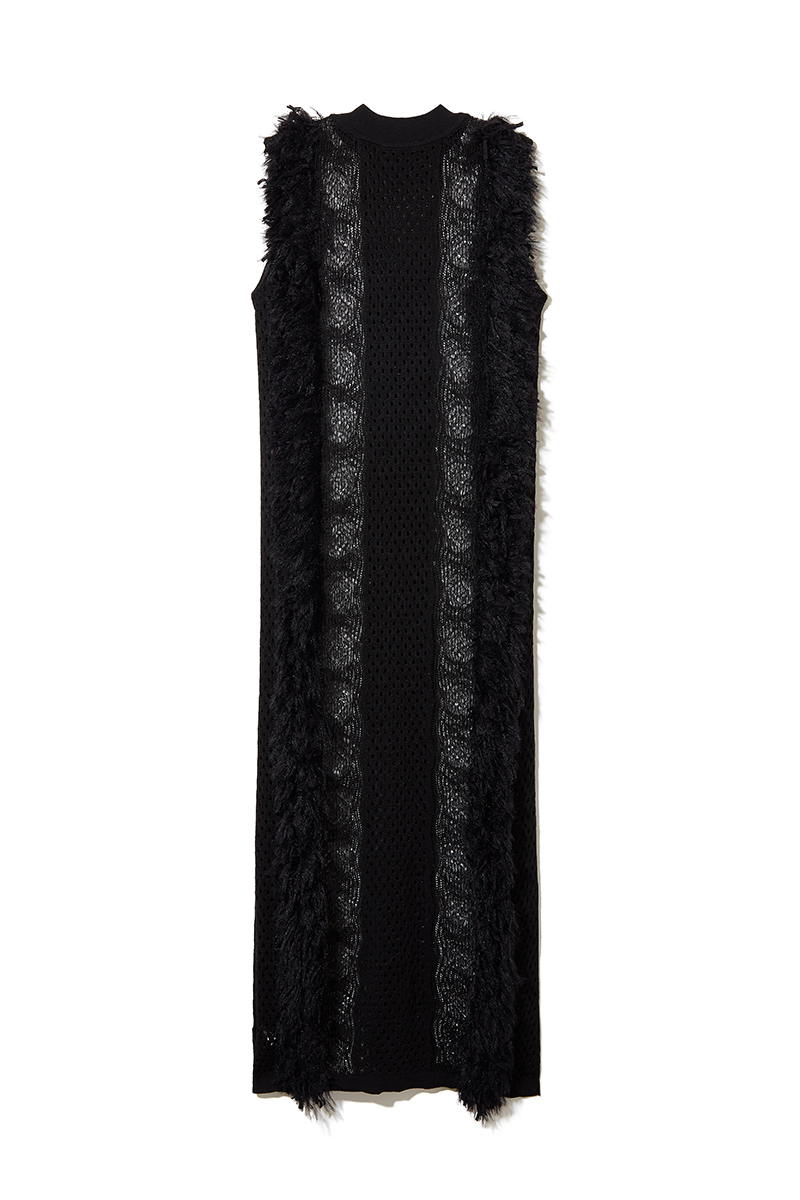 Mixed Fringe Maxi Dress  詳細画像 Black 2