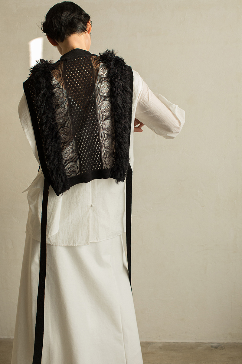 Mixed Fringe Crop Top  詳細画像 Black 2