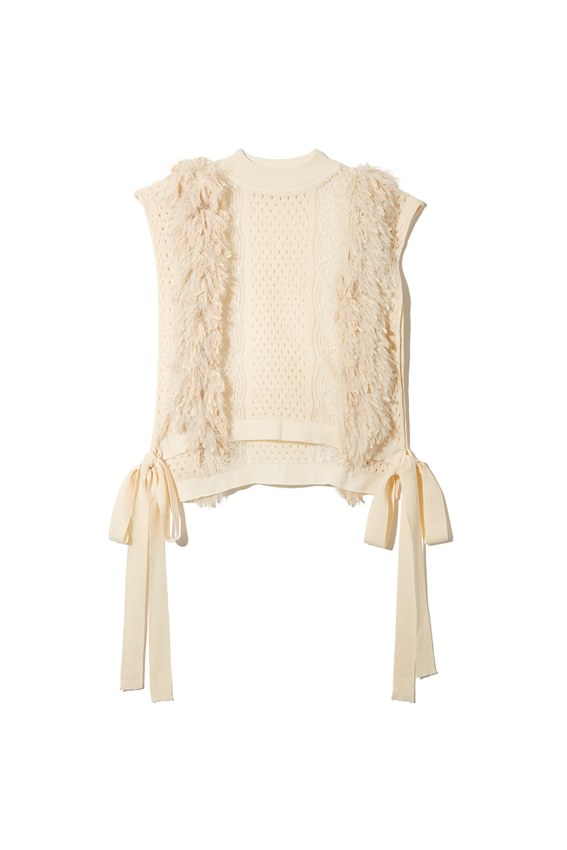 Mixed Fringe Crop Top  詳細画像 White 1