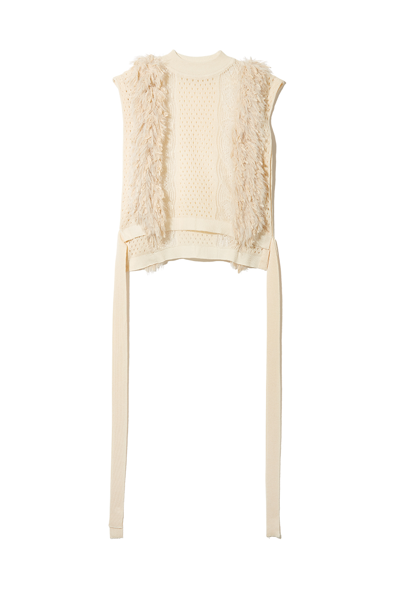 Mixed Fringe Crop Top  詳細画像 White 2