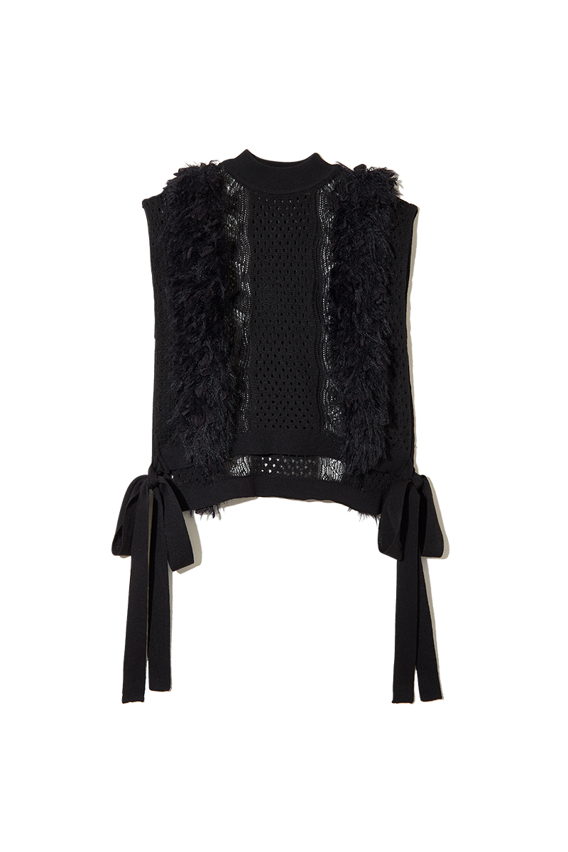 Mixed Fringe Crop Top  詳細画像 Black 1