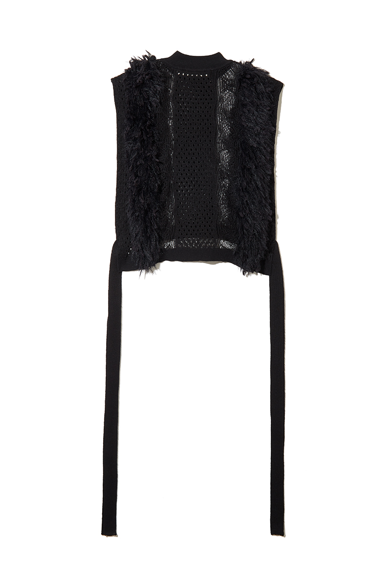 Mixed Fringe Crop Top  詳細画像 Black 3