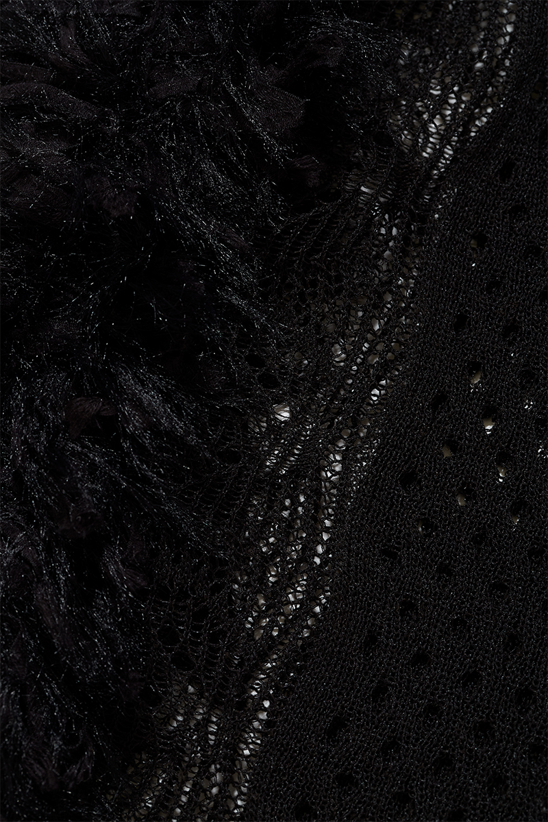 Mixed Fringe Crop Top  詳細画像 Black 4