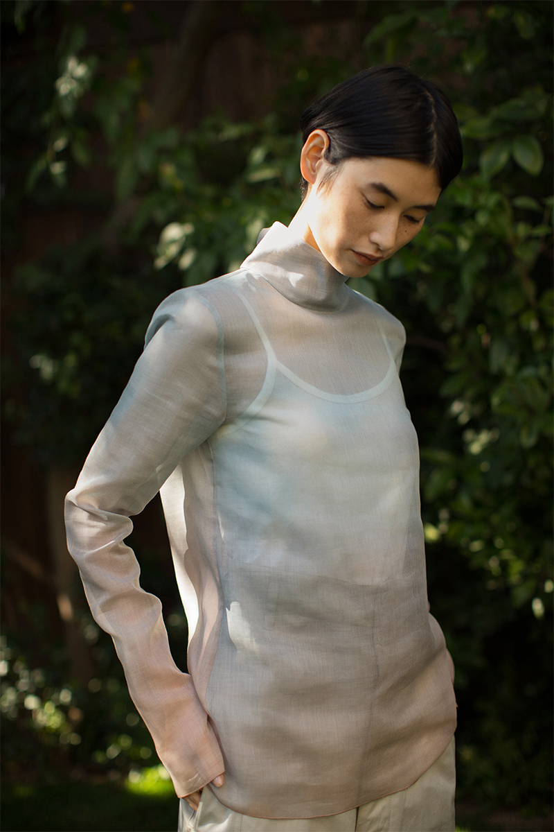 Claudiu Sheer Print Top 詳細画像 Blue 2