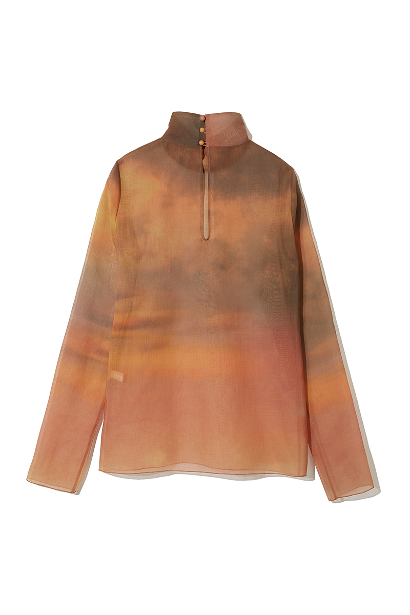 Claudiu Sheer Print Top 詳細画像 Orange 2