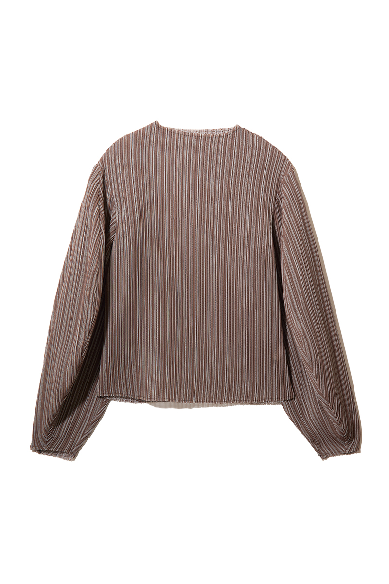 Puff-sleeve Pleats Top 詳細画像 Brown 1