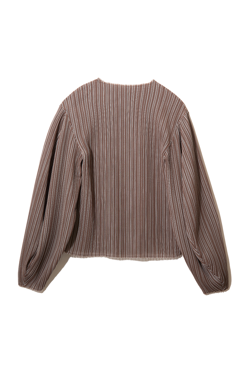 Puff-sleeve Pleats Top 詳細画像 Brown 2
