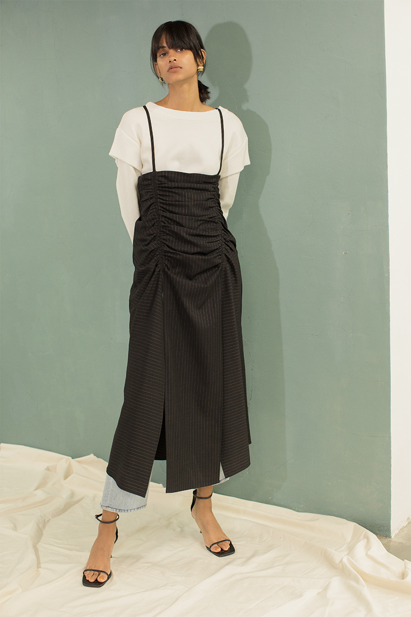Shirred Slit Skirt 詳細画像 Black 1