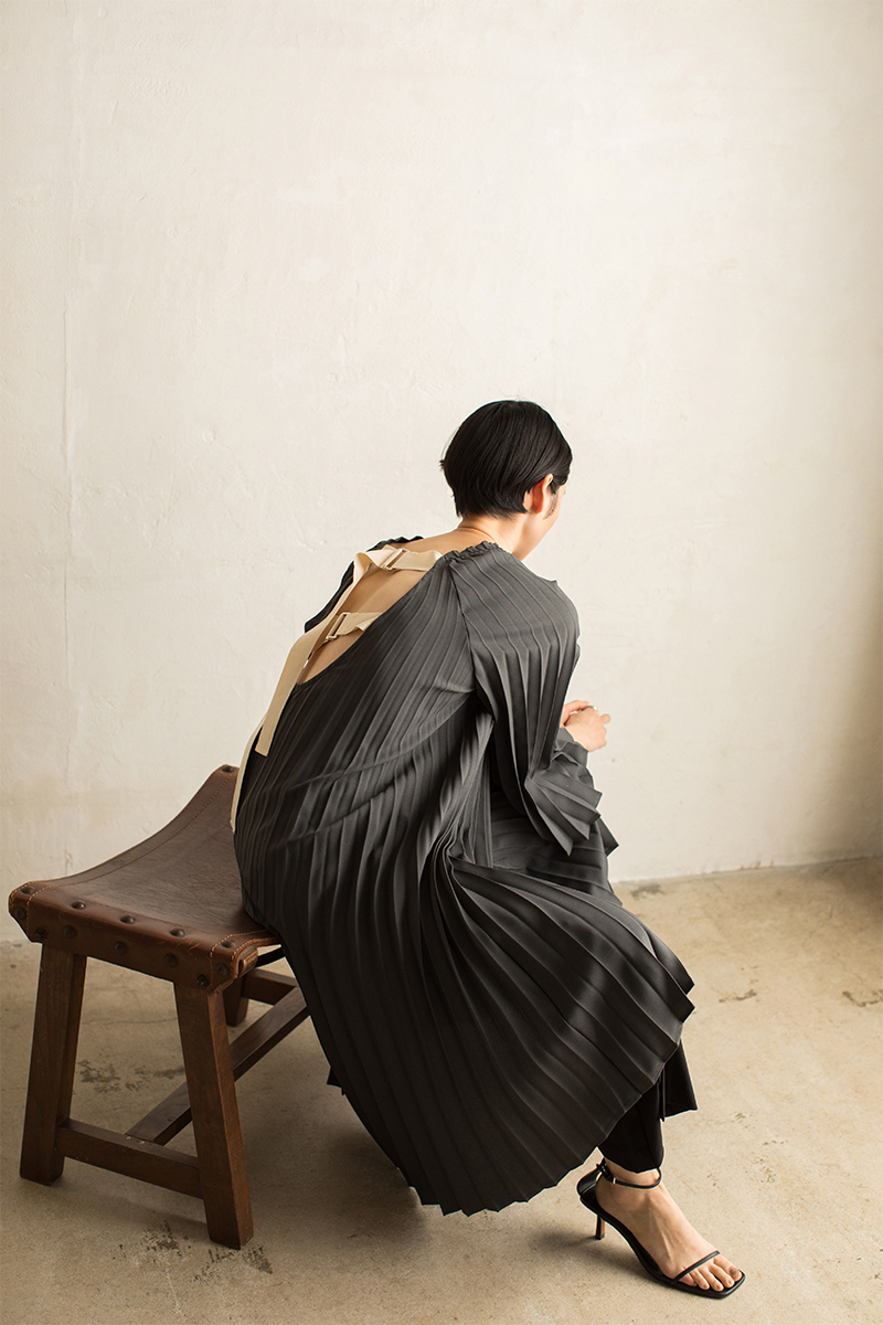 Belted Pleats Maxi Dress
