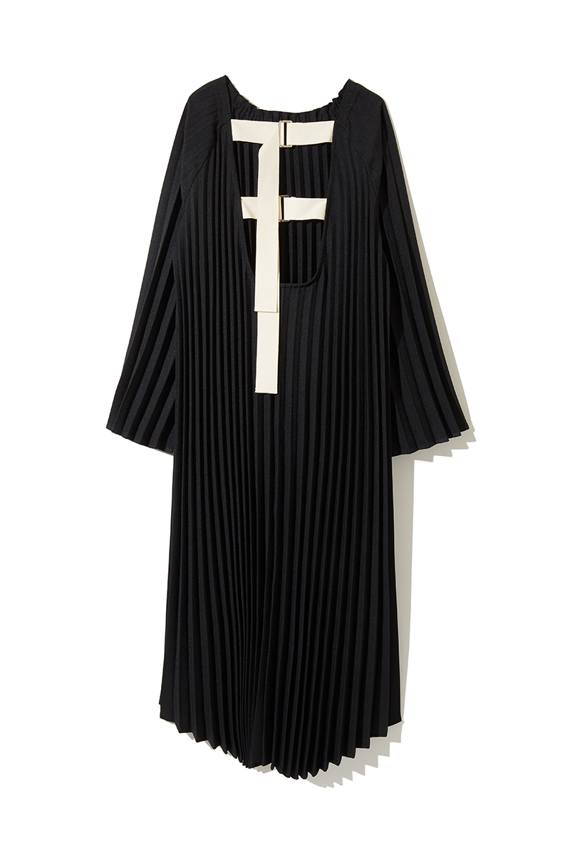 Belted Pleats Maxi Dress 詳細画像 Black 1