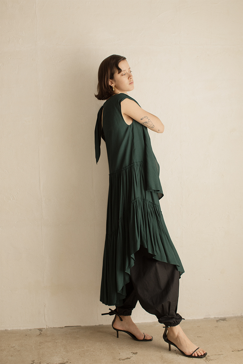 Tiered Sleeveless Dress 詳細画像 Green 1