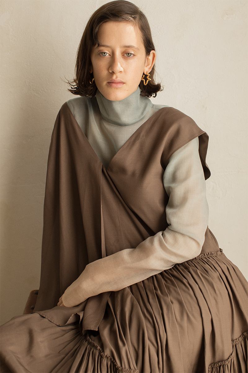 Tiered Sleeveless Dress 詳細画像 Brown 2