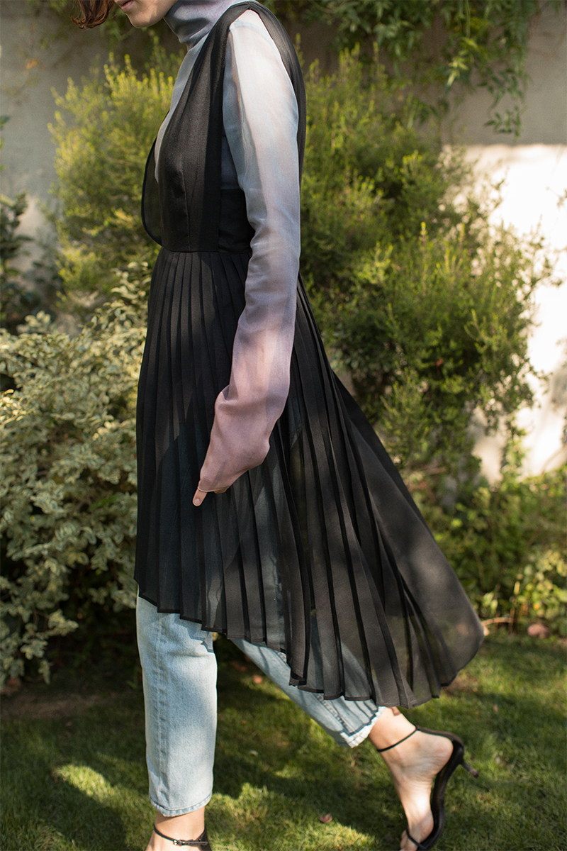 Pleated Organdy Dress 詳細画像 Black 1
