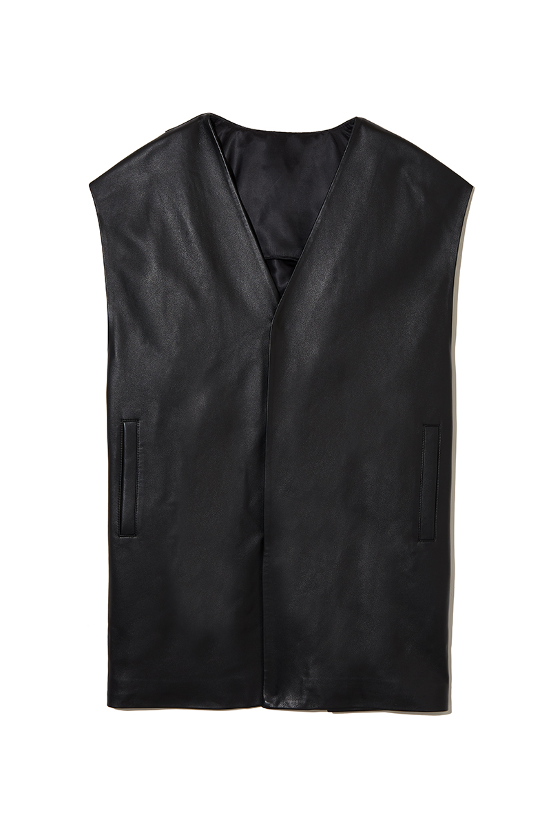 Georgie Leather Gilet 詳細画像 Black 1