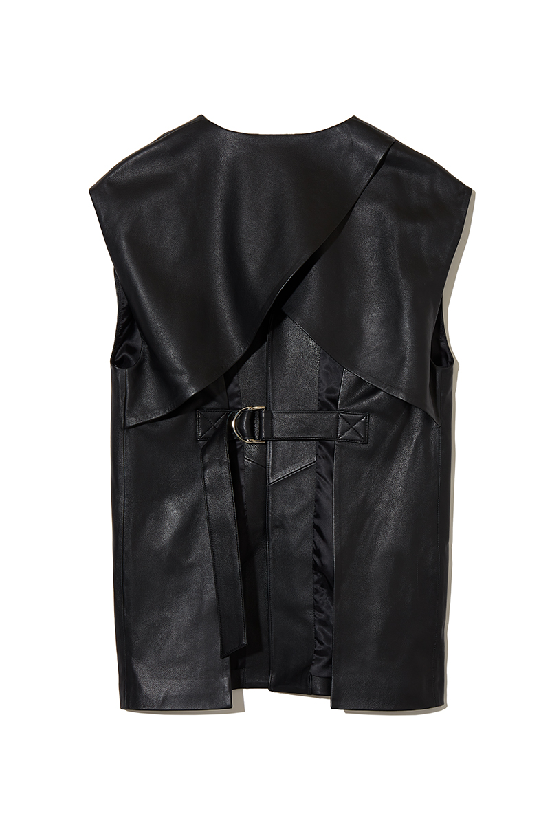 Georgie Leather Gilet 詳細画像 Black 2
