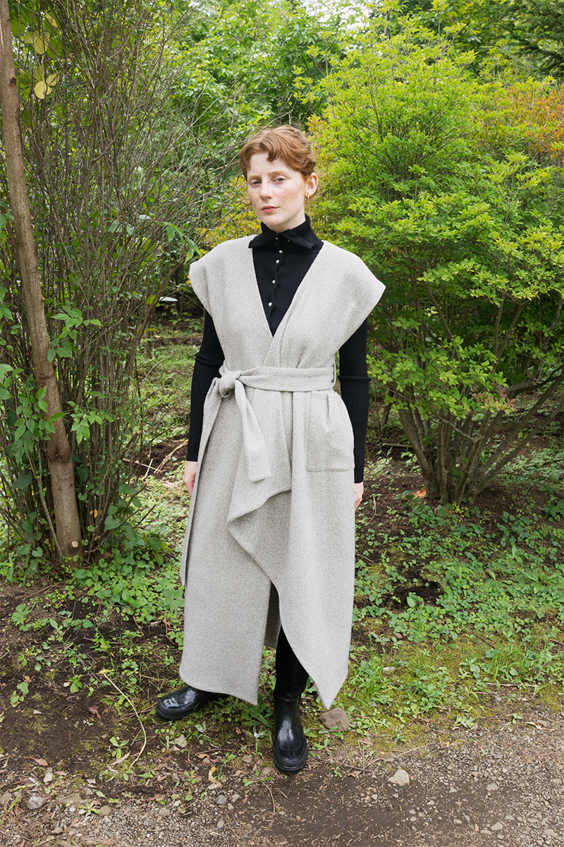 Asymmetric Tweed Long Gilet 詳細画像 White 1