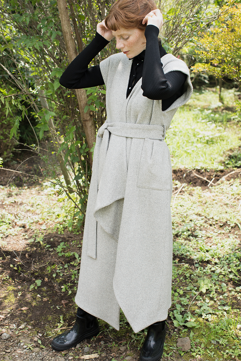 Asymmetric Tweed Long Gilet 詳細画像 White 2