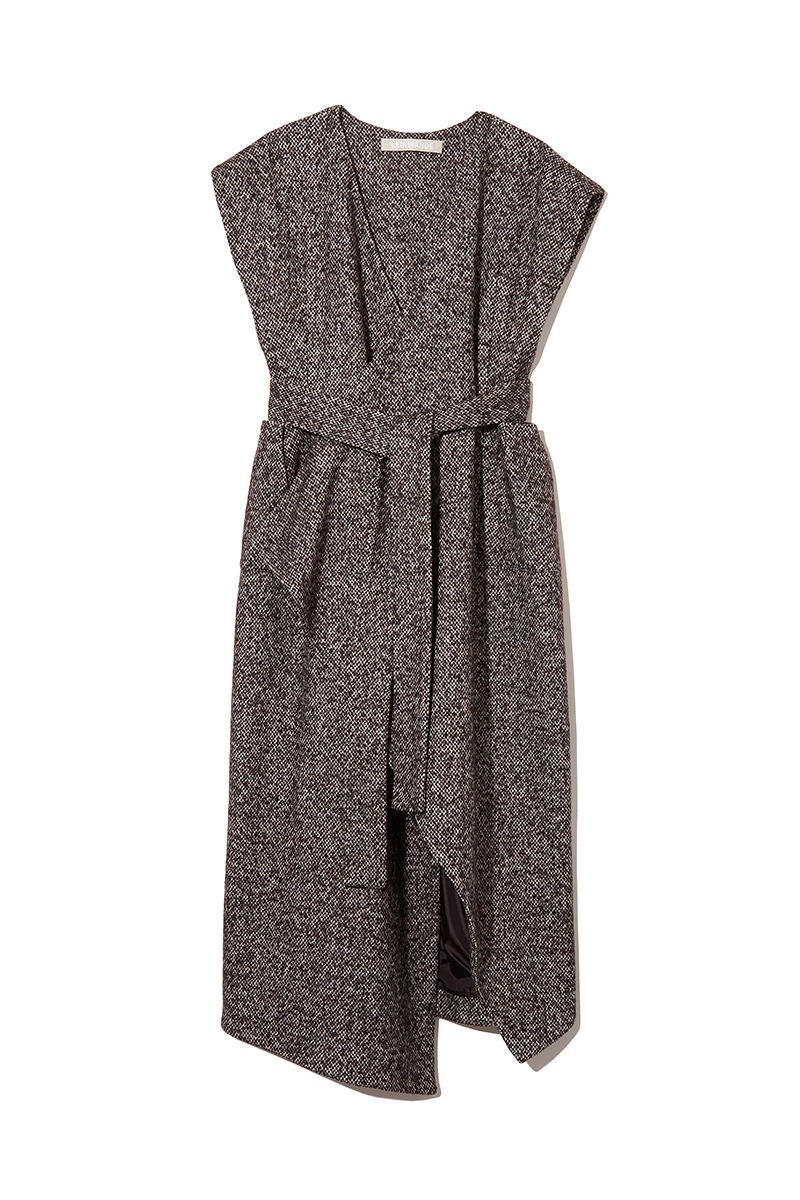 Asymmetric Tweed Long Gilet