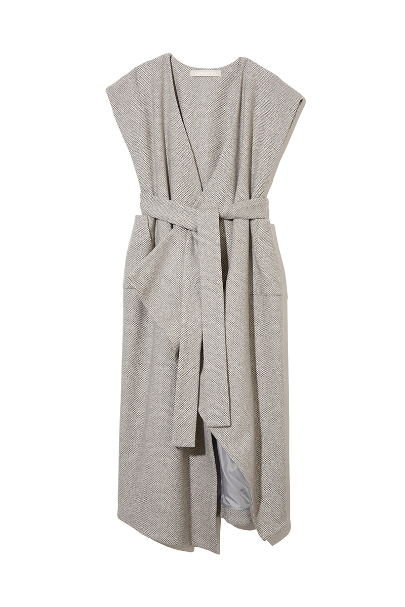 Asymmetric Tweed Long Gilet 詳細画像 White 1