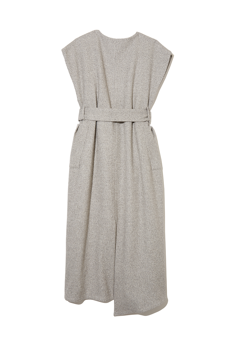 Asymmetric Tweed Long Gilet 詳細画像 White 2