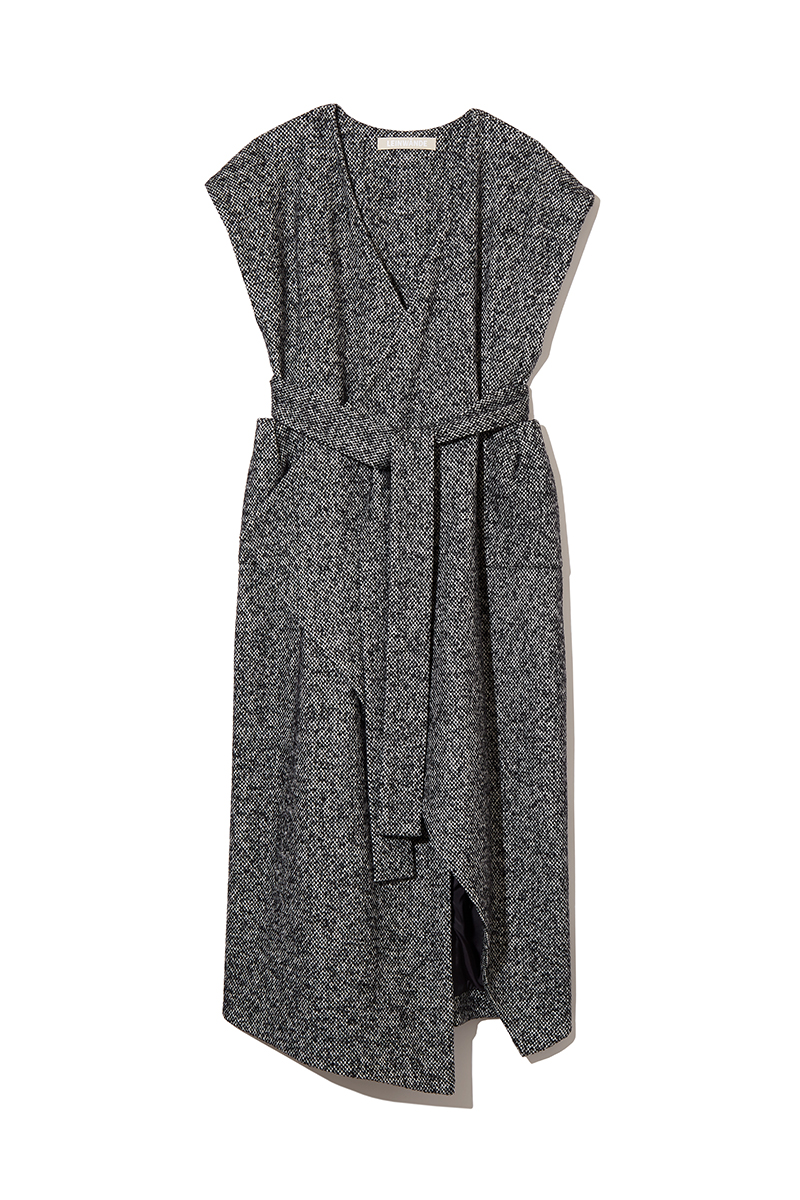 Asymmetric Tweed Long Gilet