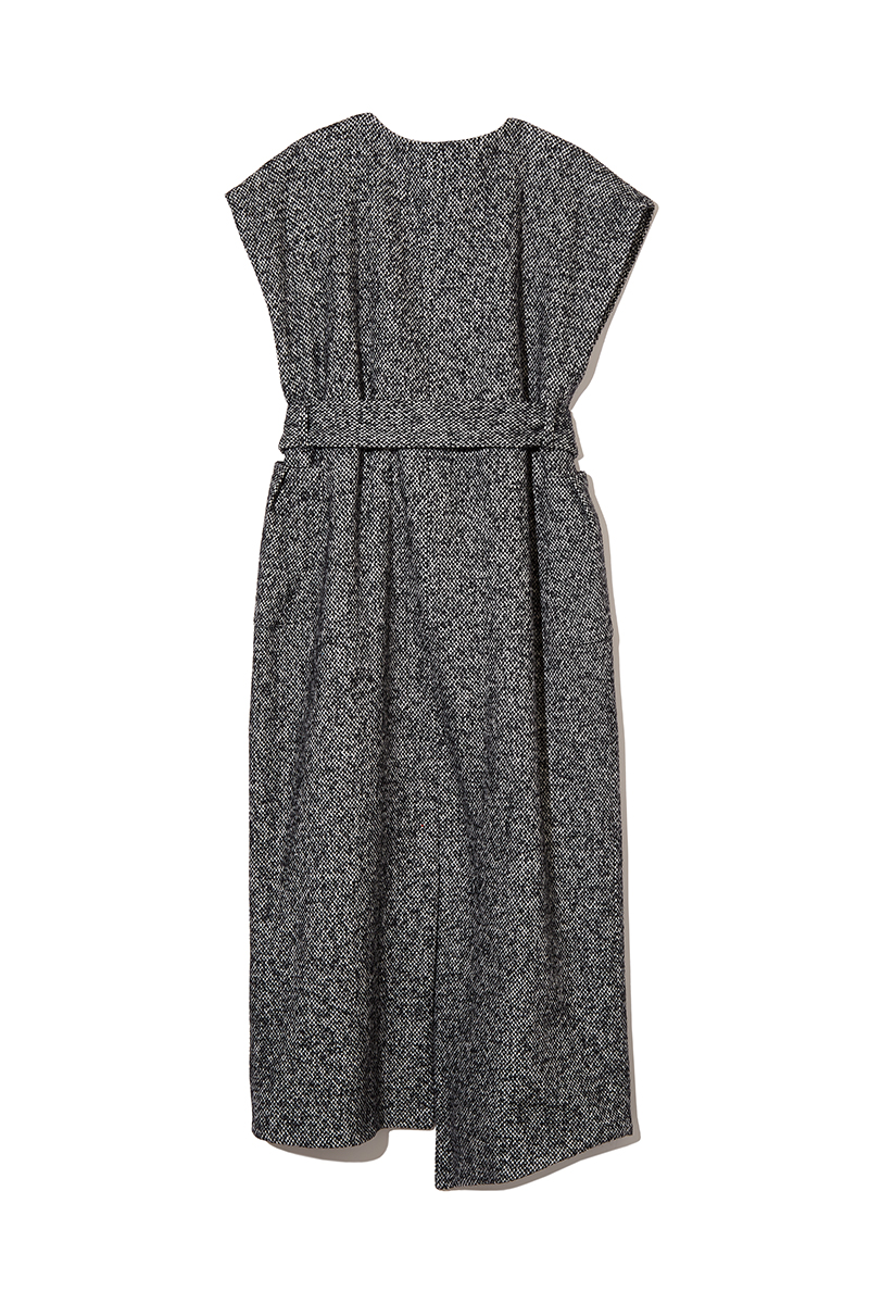 Asymmetric Tweed Long Gilet 詳細画像 Black 2