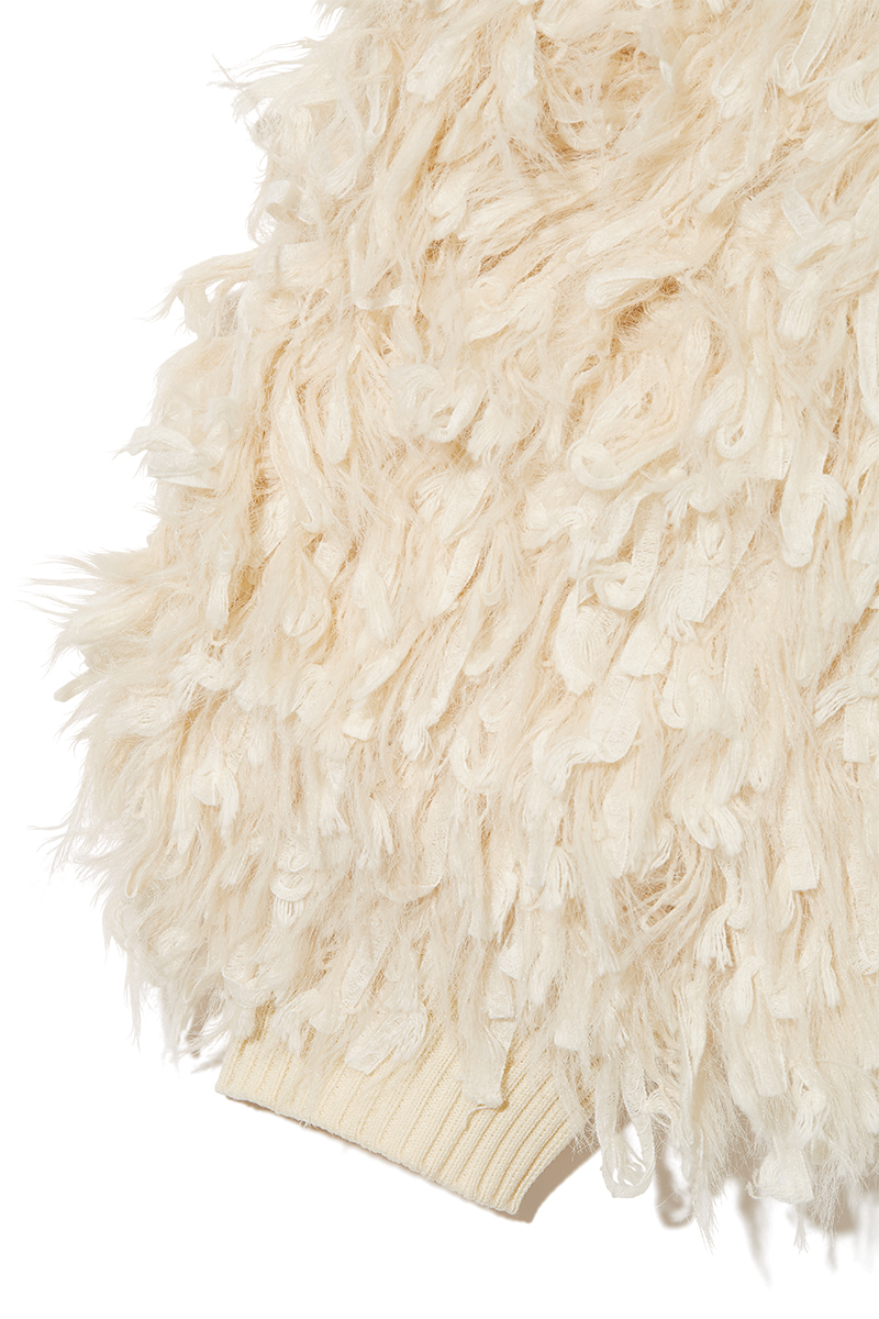 Fringe Sleeve High-neck Top 詳細画像 White 4