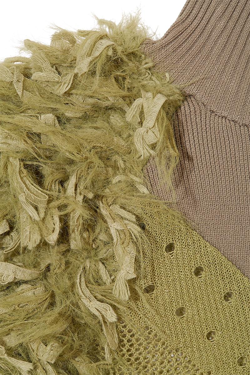 Fringe Sleeve High-neck Top 詳細画像 Green 3