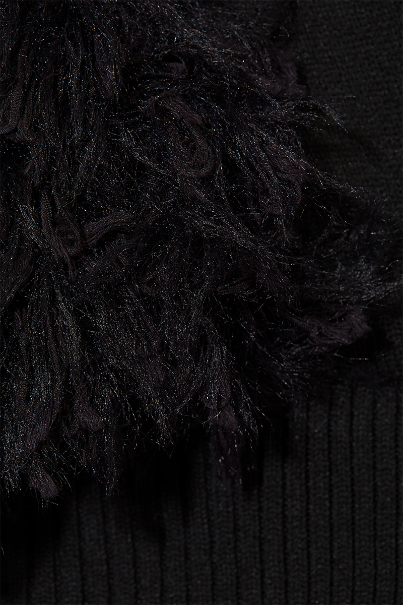 Patchwork Ruffled Hem Top 詳細画像 Black 3