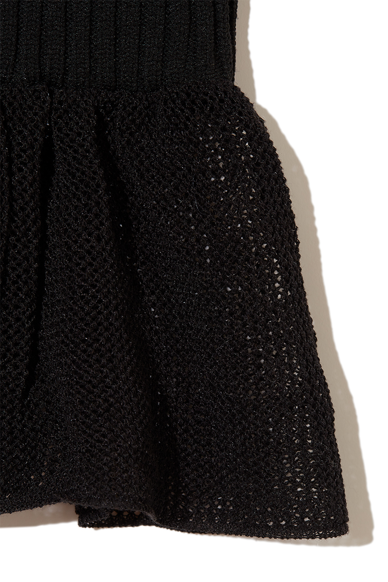 Patchwork Ruffled Hem Top 詳細画像 Black 4