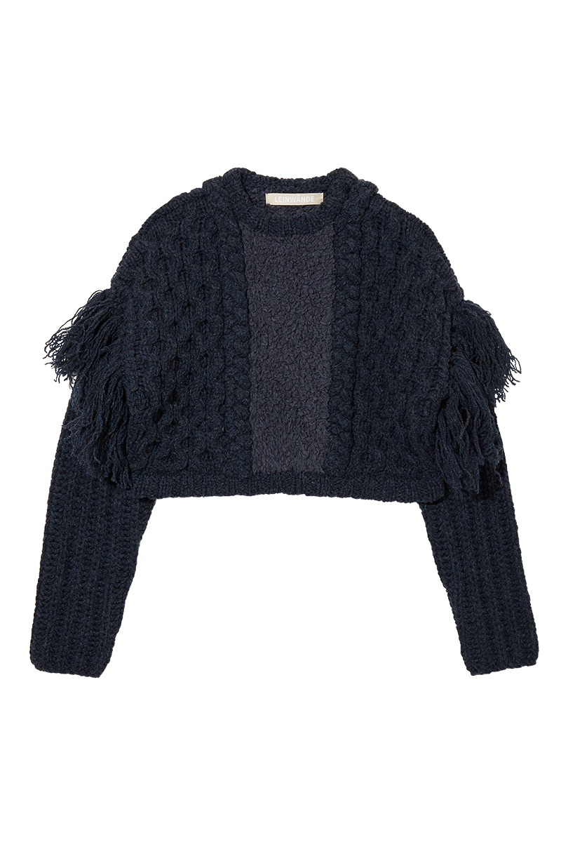 Combination Wool Cable Knit Top