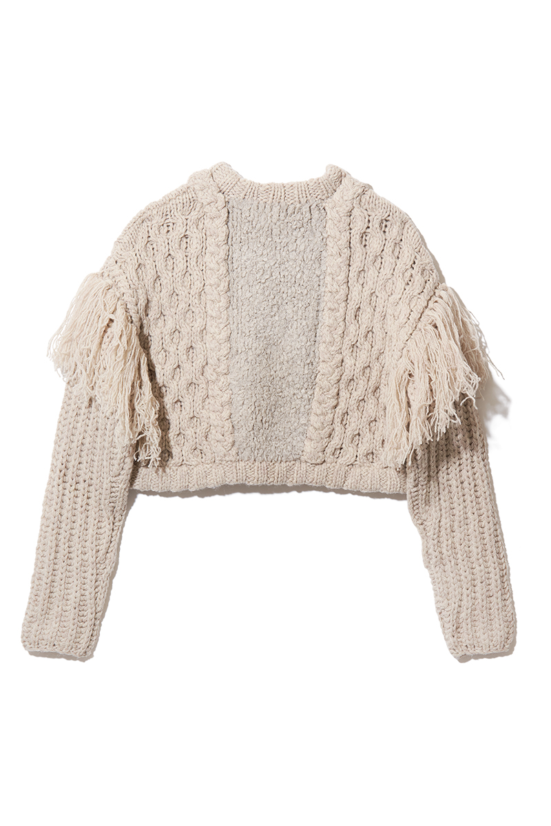 Combination Wool Cable Knit Top 詳細画像 Ivory 2