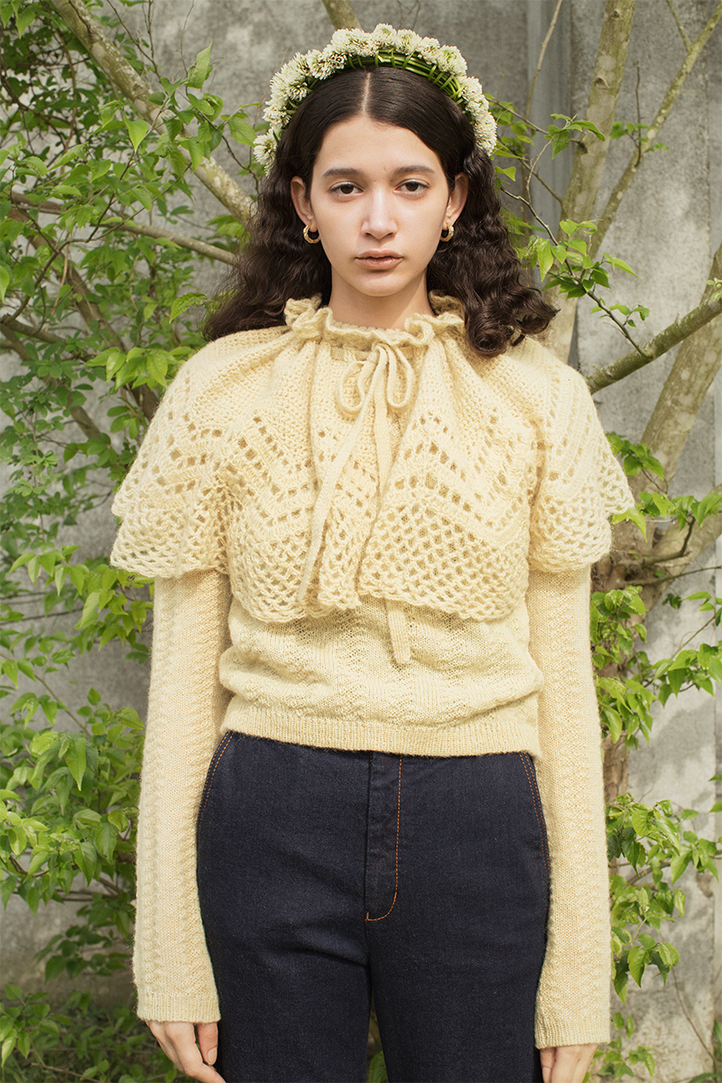 Cape Collar Chrochet Top 詳細画像 Lime 1