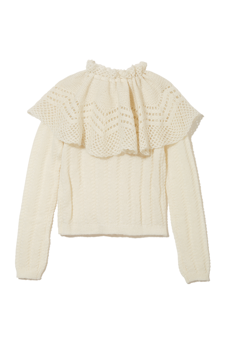 Cape Collar Chrochet Top 詳細画像 White 2