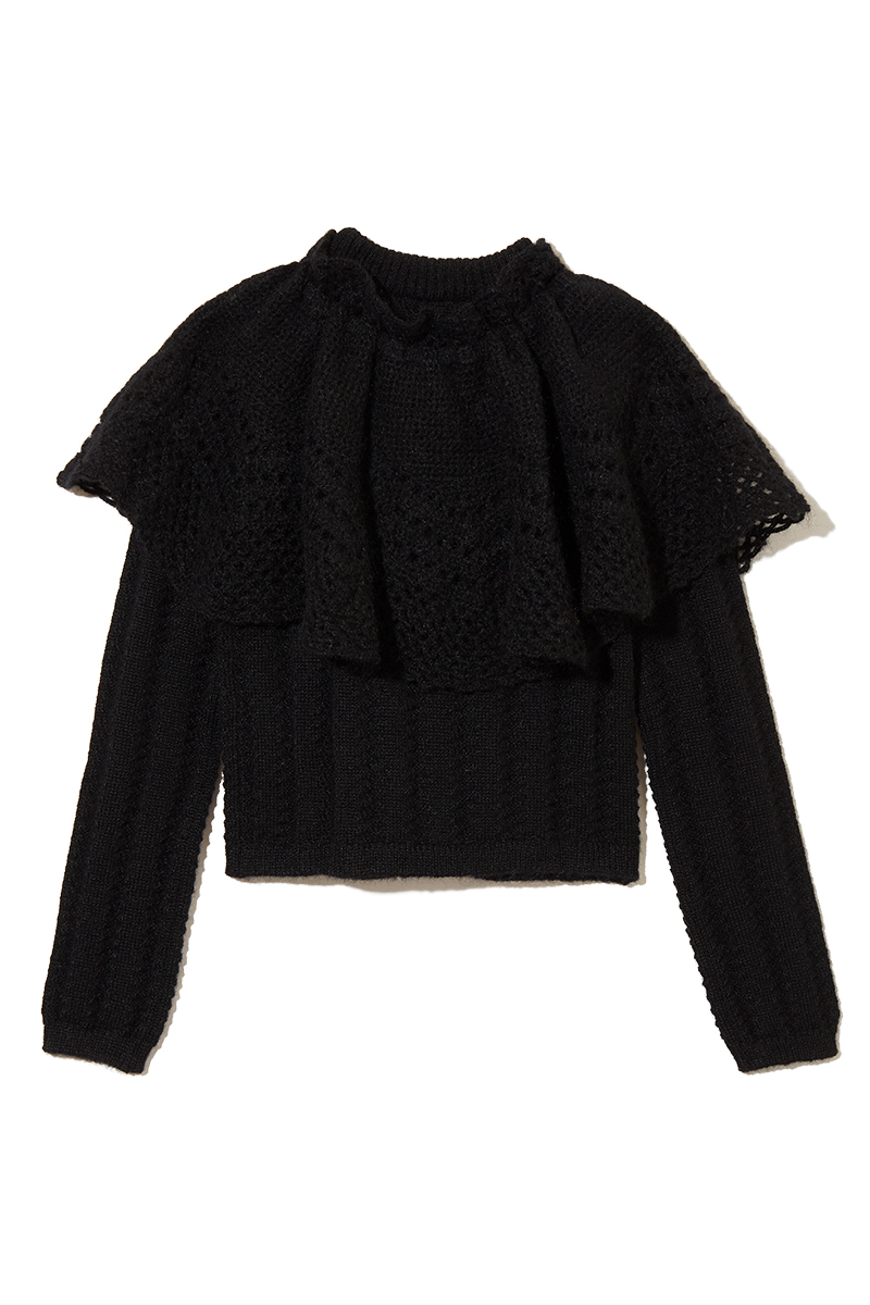 Cape Collar Chrochet Top 詳細画像 Black 2
