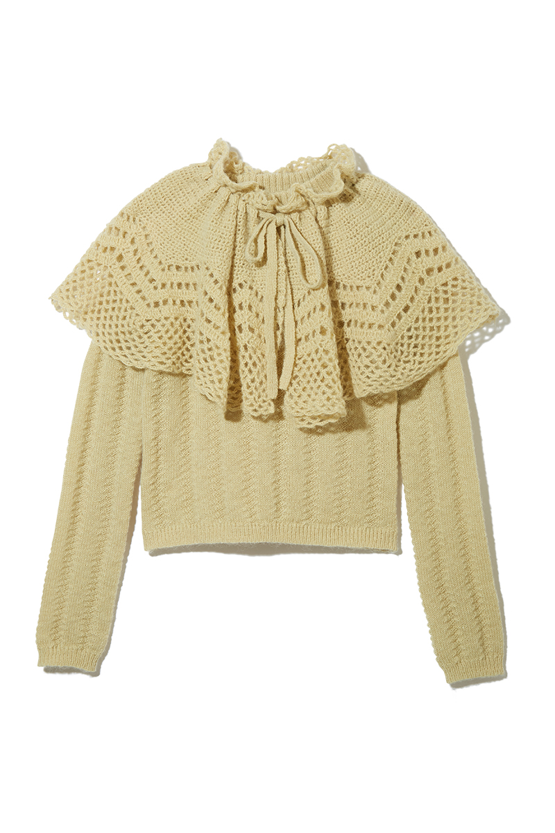 Cape Collar Chrochet Top 詳細画像 Lime 1
