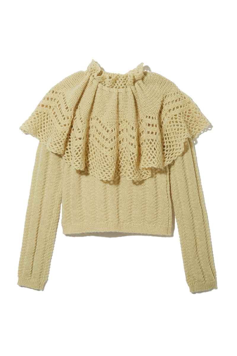 Cape Collar Chrochet Top 詳細画像 Lime 2
