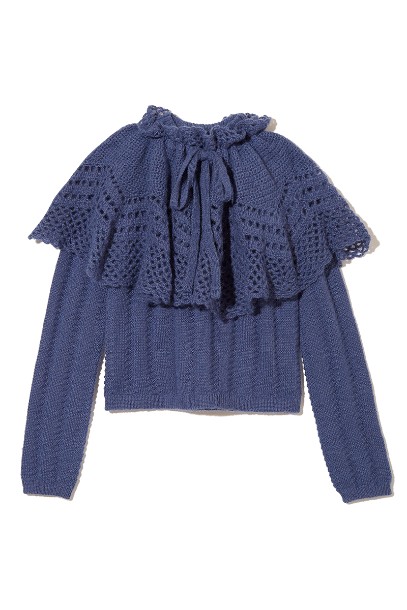 Cape Collar Chrochet Top 詳細画像 Blue 1