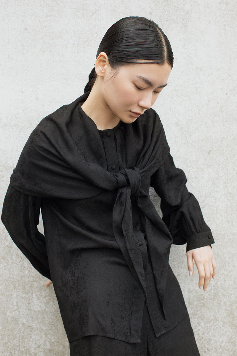 Peony Jacquard Shirts 詳細画像 Black 1