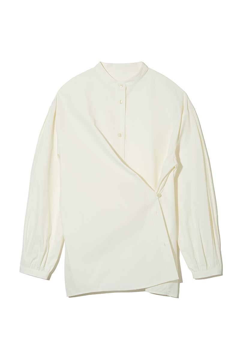 Pleats Sleeve Nocollar Shirts