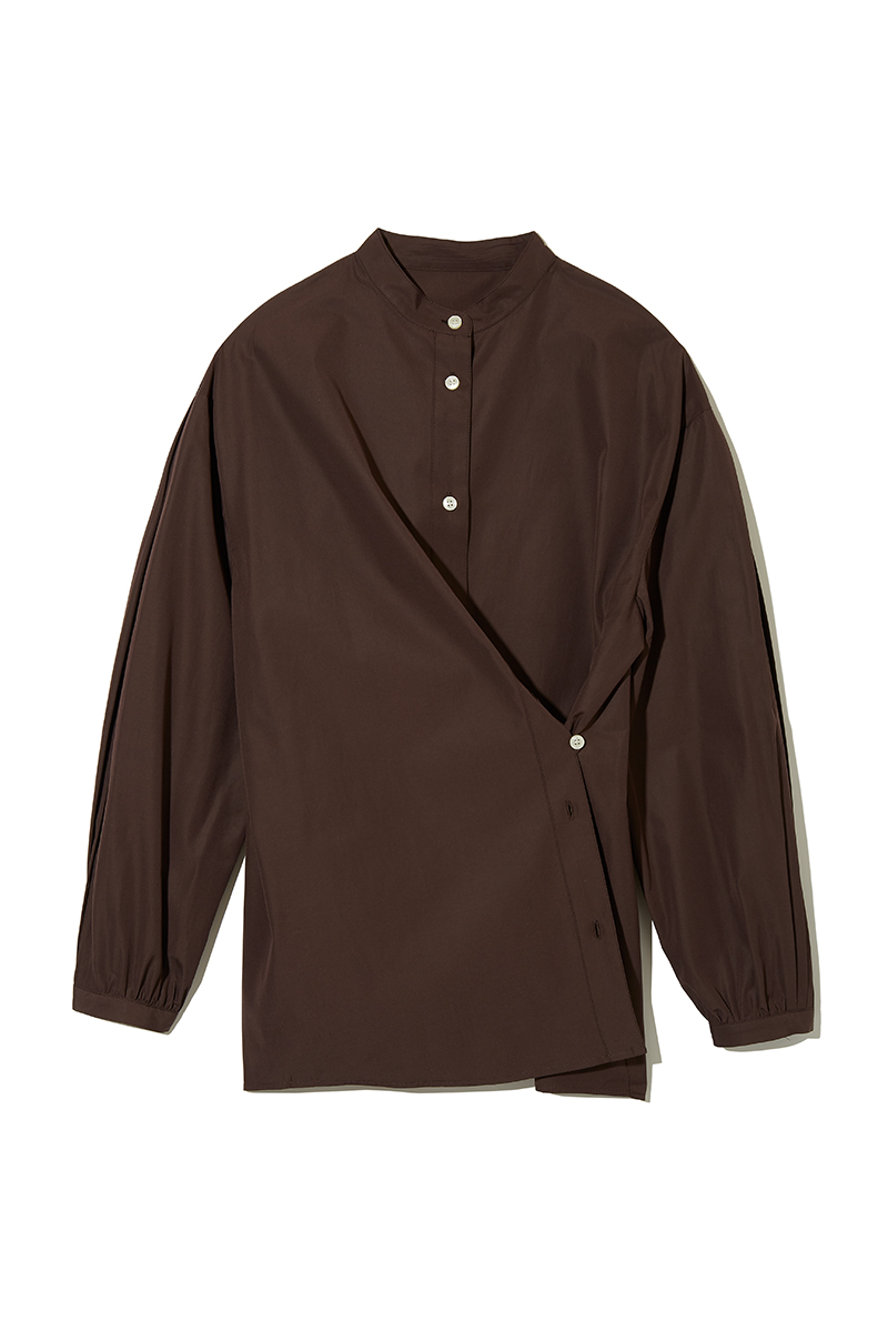 Pleats Sleeve Nocollar Shirts