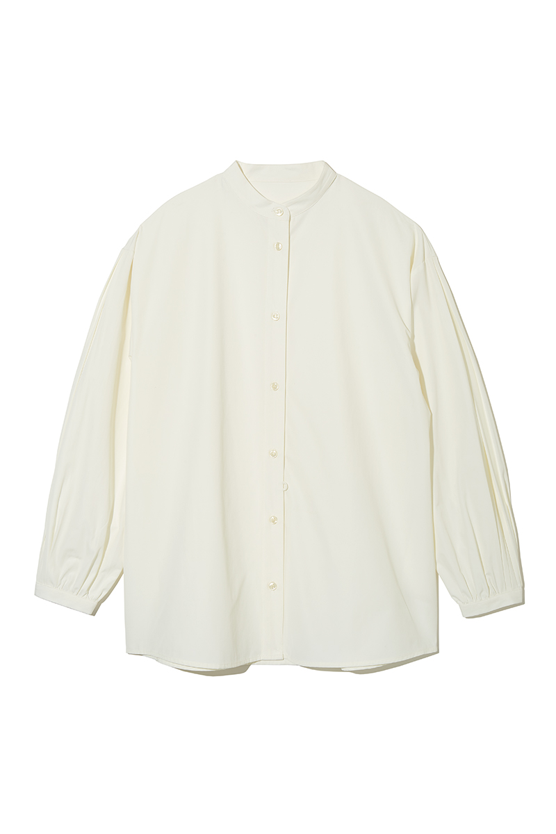 Pleats Sleeve Nocollar Shirts 詳細画像 White 2