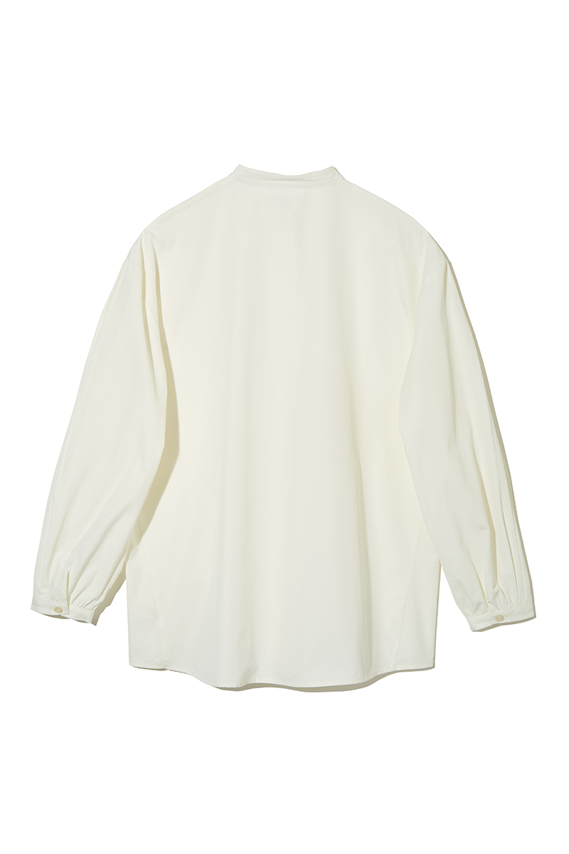Pleats Sleeve Nocollar Shirts 詳細画像 White 3