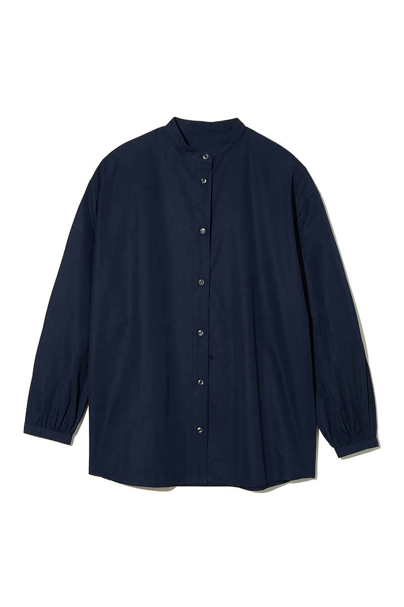 Pleats Sleeve Nocollar Shirts 詳細画像 Navy 2