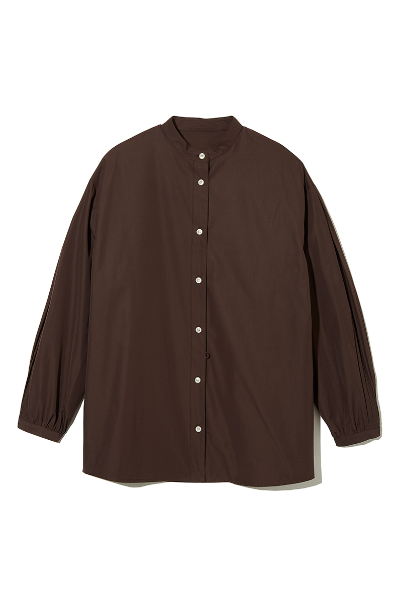 Pleats Sleeve Nocollar Shirts 詳細画像 Brown 2
