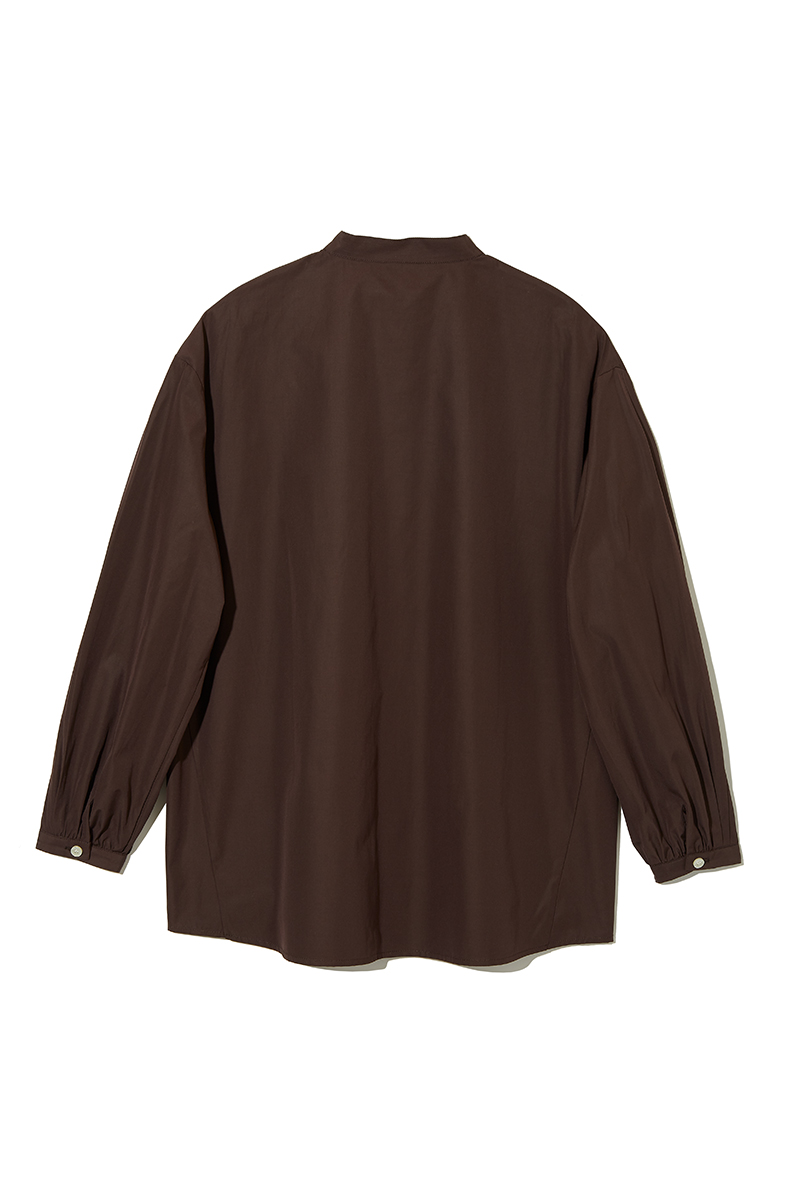 Pleats Sleeve Nocollar Shirts 詳細画像 Brown 3