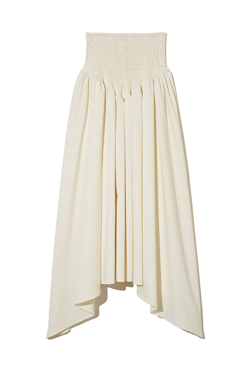 Asymmetric Gathered Midi Skirt 詳細画像 White 1