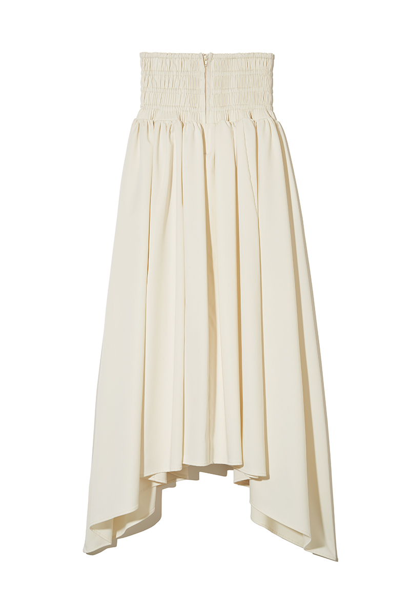 Asymmetric Gathered Midi Skirt 詳細画像 White 2